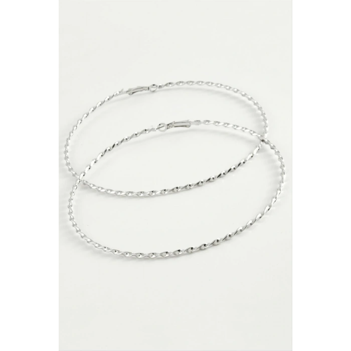 Burgulu Metal Halka Küpe 8-9-10 cm
