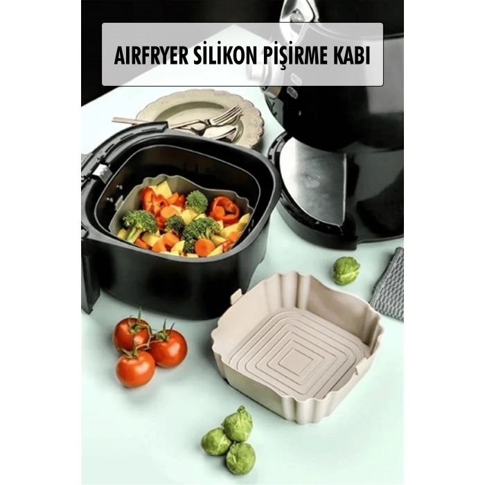 Bütün Airfryerlere Uyumlu Krem Silikon Pişirme Kabı