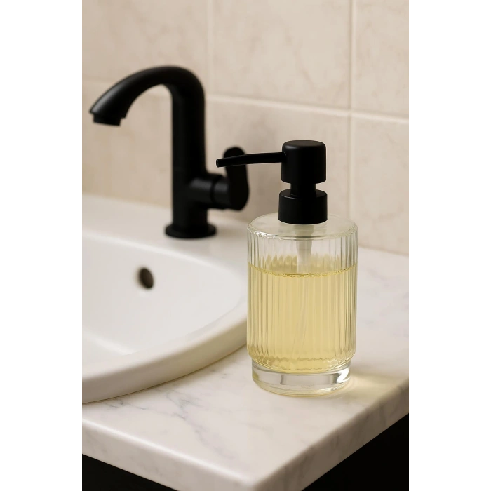 Cam Şeffaf Sıvı Sabunluk 200 ml Banyo Lavabo