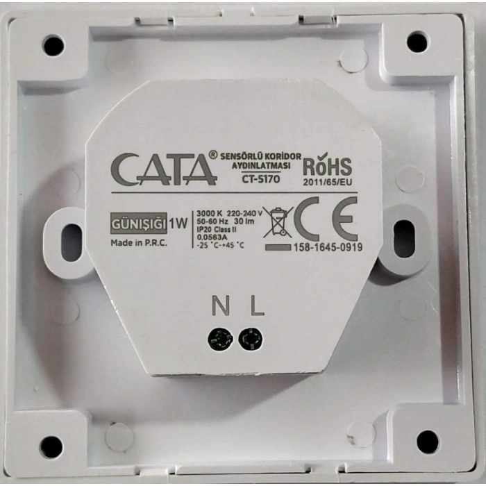 CATA CT 5170 1W Beyaz Kasa Sensörlü Koridor Aydınlatması 3200K Gün Işığı