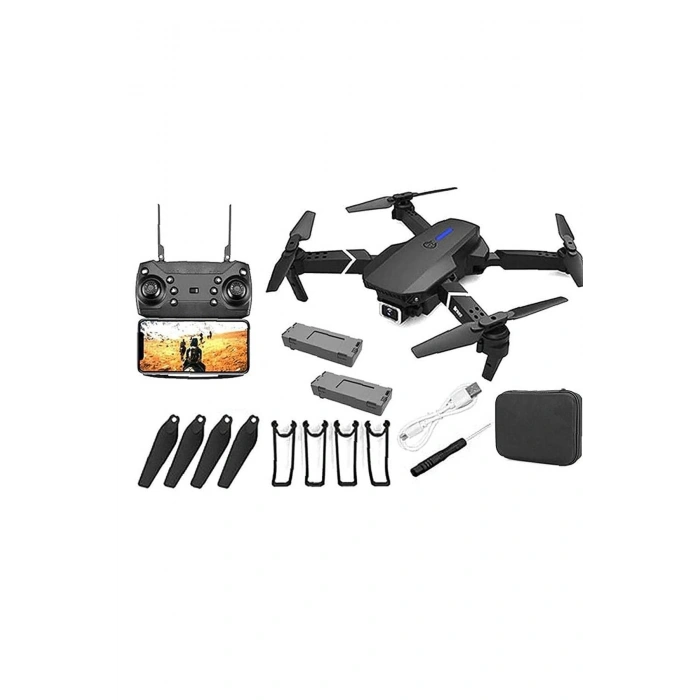 Çift Kameralı Katlanabilir Wi-Fi Drone, 720P HD Görüntü ve LED Işıklı Uzaktan Kumandalı Model