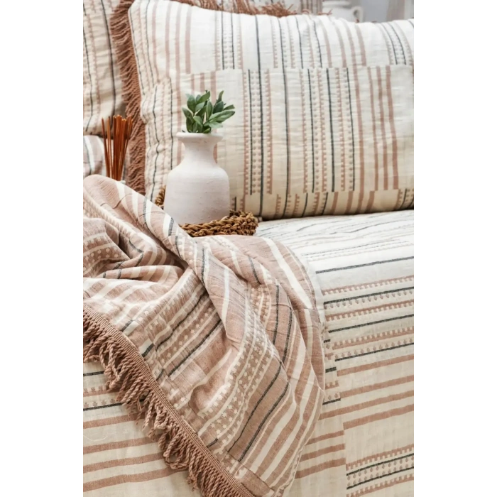 Eco Lounge Yatak Örtüsü Çift Kişilik Müslin Lia Kiremit
