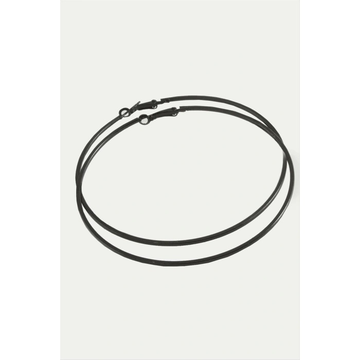 Ezme Çizgili Metal Halka Küpe 8-9-10 cm