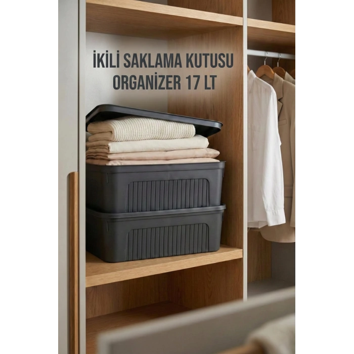 Füme 2Li 17 LT Ünit Saklama Kutusu & Çok Amaçlı Ev Ve Gardırop Düzenleyici Organizer