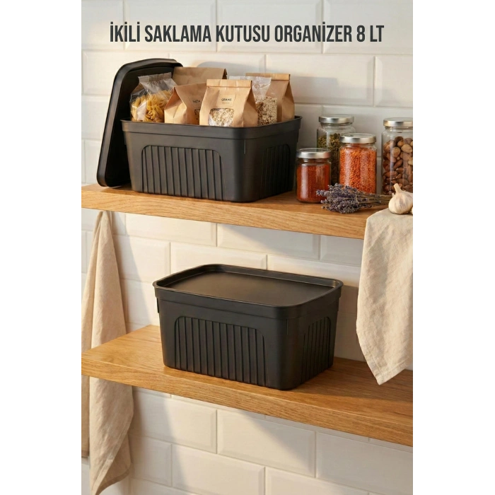 Füme 2Li 8 LT Ünit Saklama Kutusu & Çok Amaçlı Mutfak Ve Kiler Düzenleyici Organizer