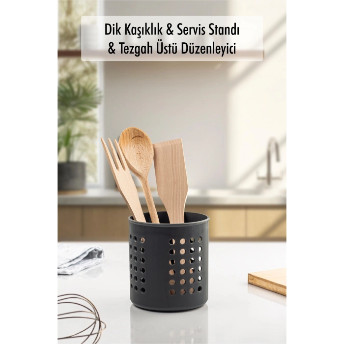 Füme Silindir Dik Kaşıklık &  Tezgah Üstü Düzenleyici & Servis Standı