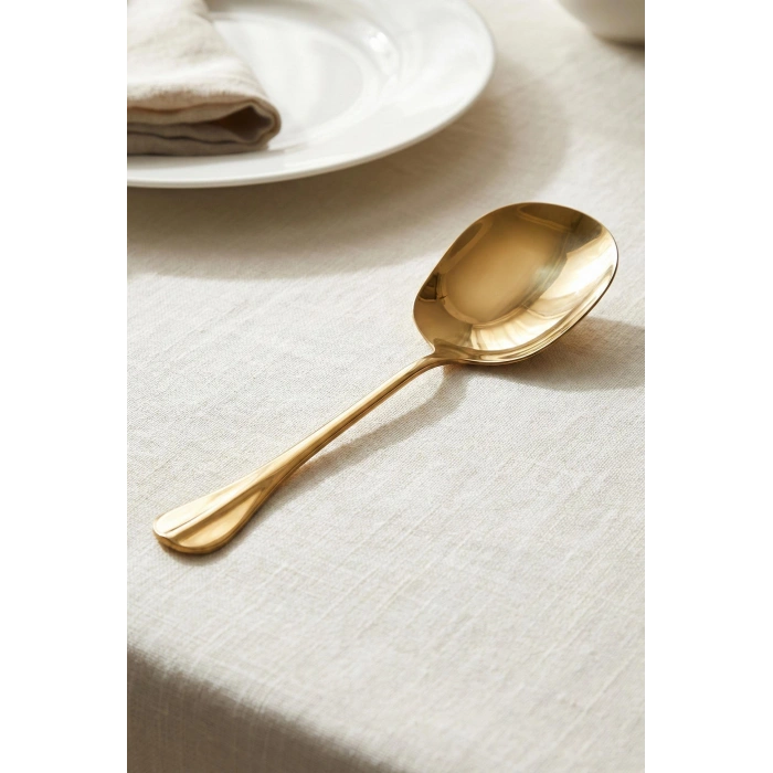 Gold Büyük Boy Paslanmaz Çelik Servis Kaşığı & Profesyonel Sunum Gereci 25 cm