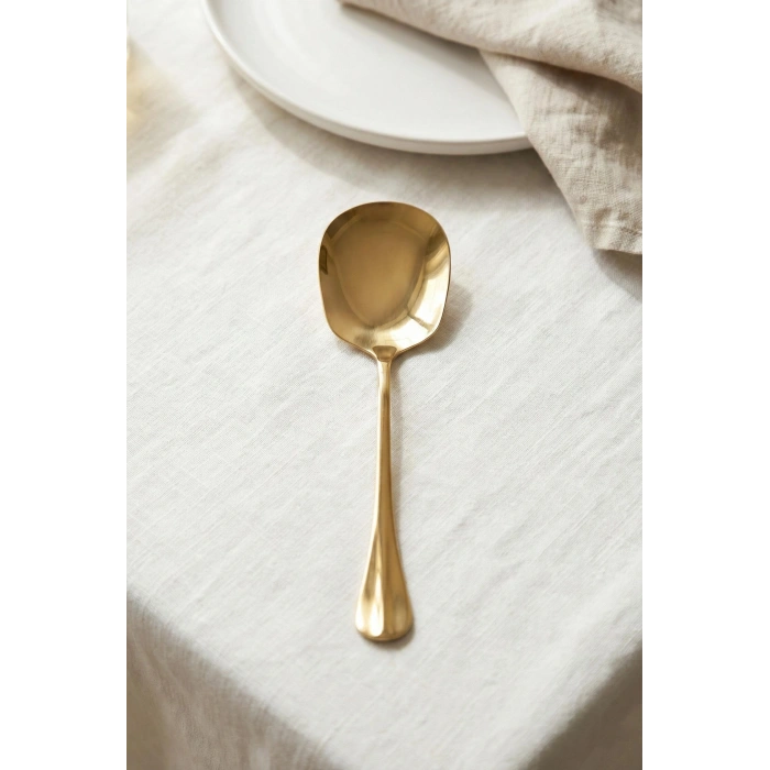 Gold Büyük Boy Paslanmaz Çelik Servis Kaşığı & Profesyonel Sunum Gereci 25 cm