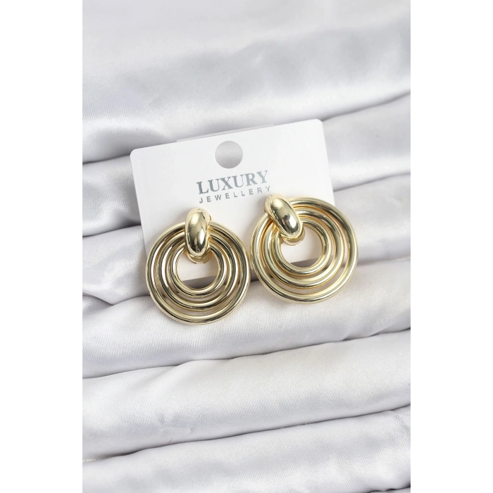 Gold Renk Pirinç Vintage Kadın Küpe