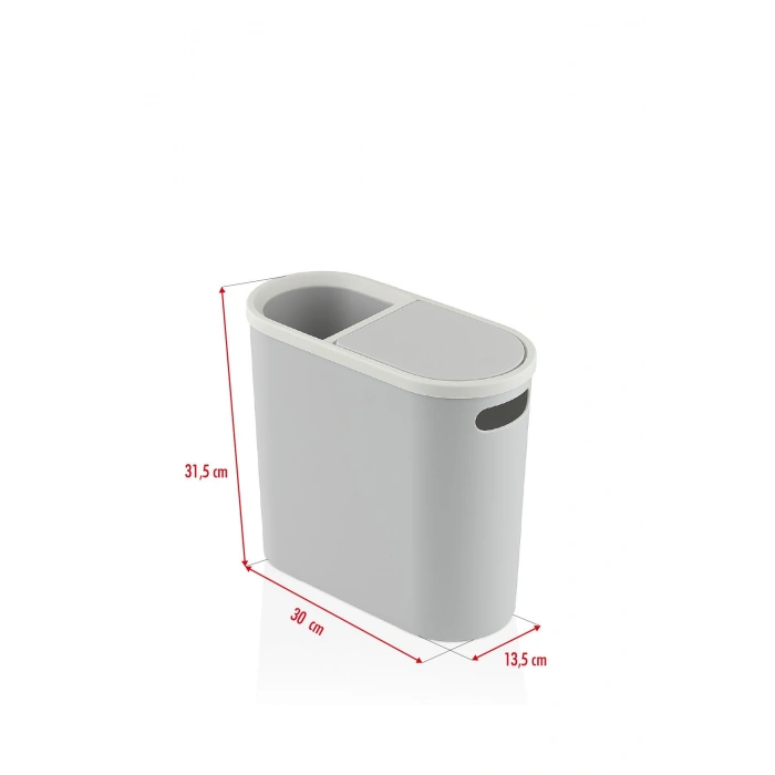 Gri Kapaklı WC Kağıtlıklı Çöp Kovası & Ofis Çöp Kovası 10 Lt