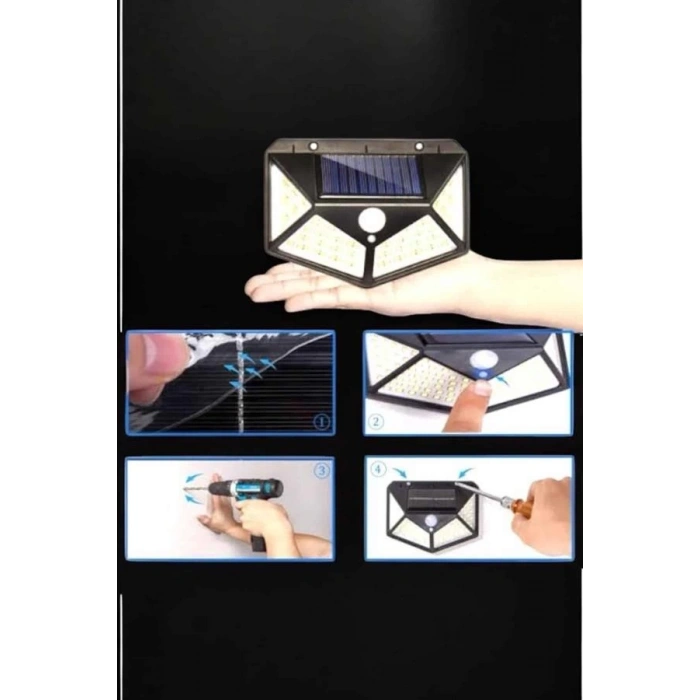 Güneş Enerjili Bahçe Aydınlatma Lambası Solar 100 Led Lamba