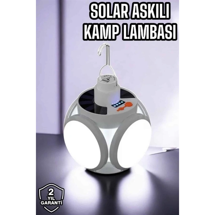 Güneş Enerjili Solar Aydınlatma Kamp Çadır Lambası  Ampül Led Şarjlı El Feneri Işıldak