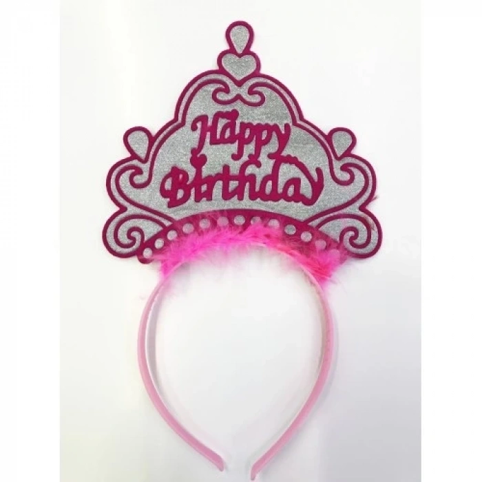 Happy Birthday Yazılı Neon Renk Taç 12 Adet