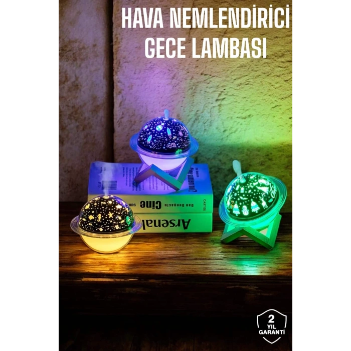 Hava Nemlendirici Masa ve Gece Lambası USB Projeksiyon Aromaterapi