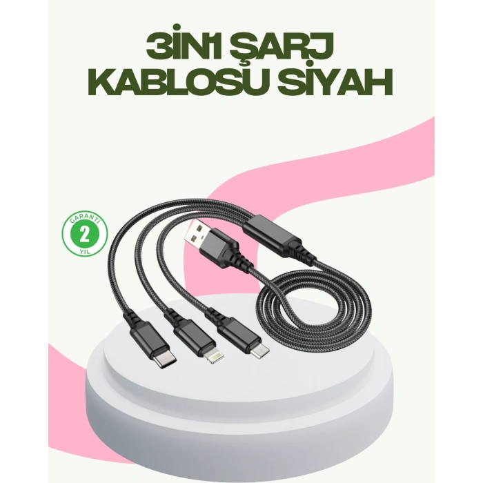 Hızlı Şarj Destekli Çoklu Şarj Kablosu – Seyahat ve Günlük Kullanım