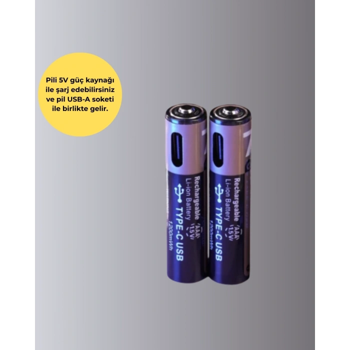 Hızlı Şarj Teknolojili USB Şarjlı AAA Pil – 40 Dakikada Tam Şarj