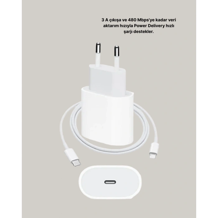 iPhone ve iPad Uyumlu 20W Güvenli USB-C Hızlı Şarj Adaptörü
