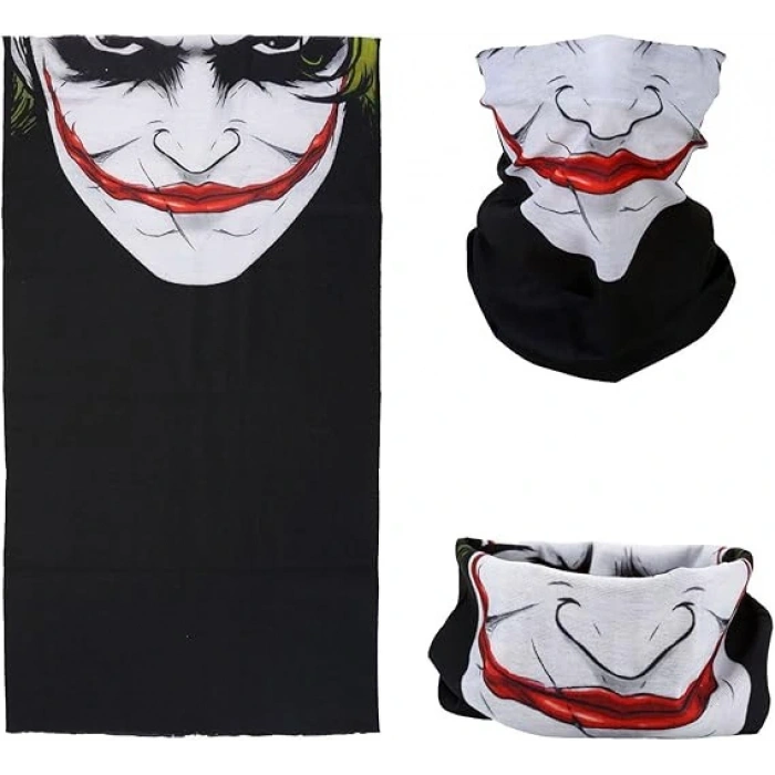 Joker Desenli Çok Amaçlı Buff – Yüz, Boyun ve Bandana Maskesi 5 No