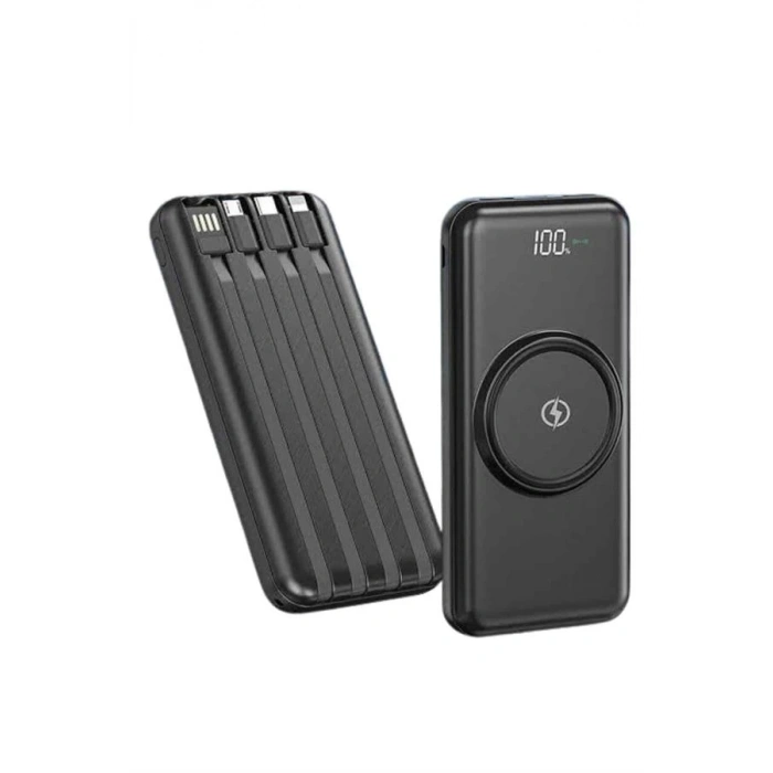 Kablosuz Çoklu Şarj Girişli 10.000 Mah Kablolu Powerbank Taşınabilir