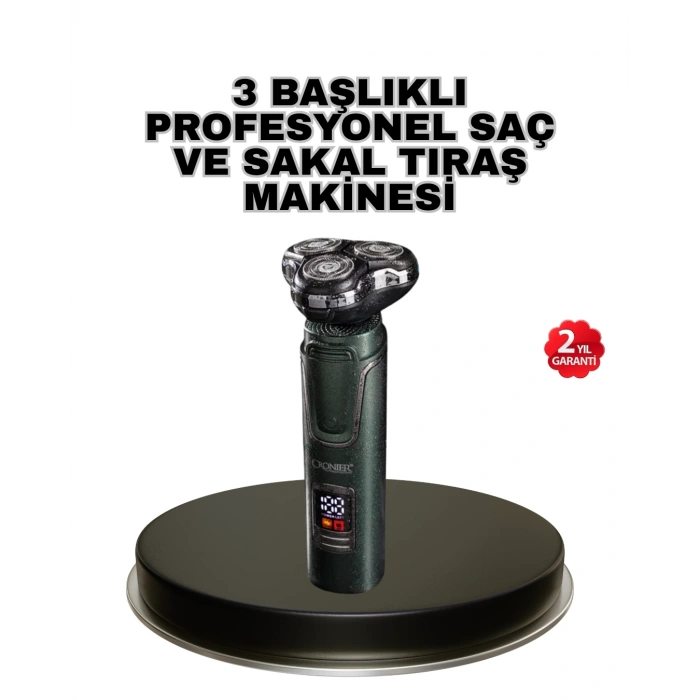 Kablosuz Profesyonel Erkek Bakım Seti – 3 Başlıklı, 3D Akıllı Kesim, Taşınabilir
