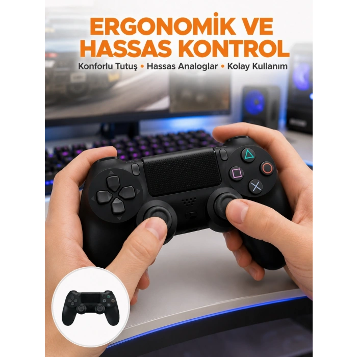 Kablosuz PS4 Oyun Kolu – Çift Titreşimli Motor, Uzun Pil Ömrü ve Hassas Kontrol Yeni Nesil