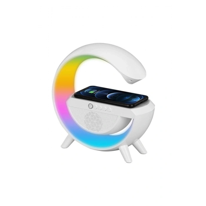 Kablosuz Şarj ve Bluetooth Hoparlör Özellikli LED Masa Lambası - Çoklu Bağlantılı