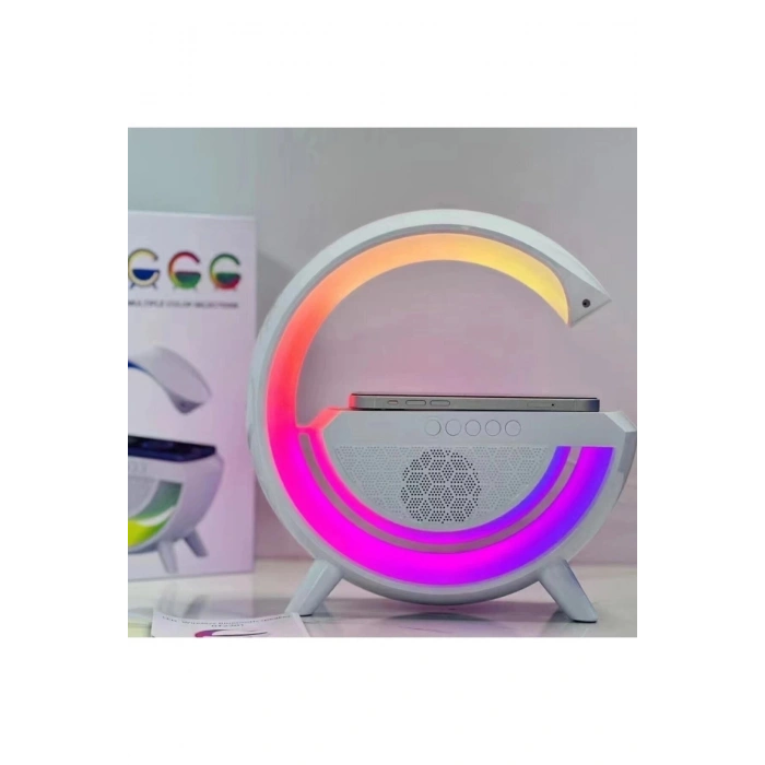 Kablosuz Şarj ve Bluetooth Hoparlör Özellikli LED Masa Lambası - Çoklu Bağlantılı