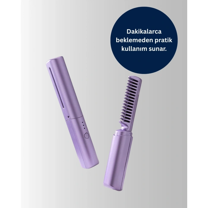 Kablosuz USB Şarjlı Saç Düzleştirici Tarak – Seyahat Boy