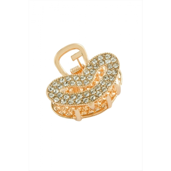 Kalp Taşlı Minik Metal Mandal Toka 2,5 cm