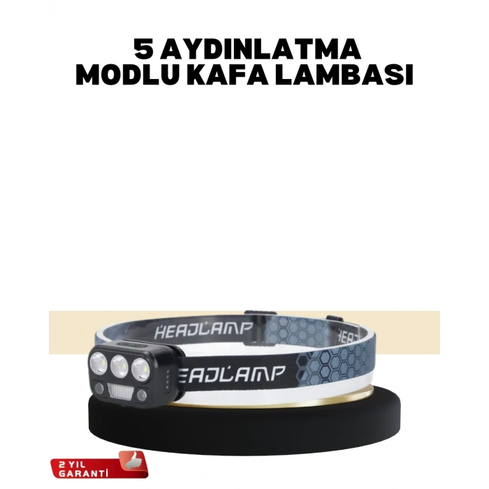 Kamp ve Trekking İçin Sensörlü LED Kafa Lambası