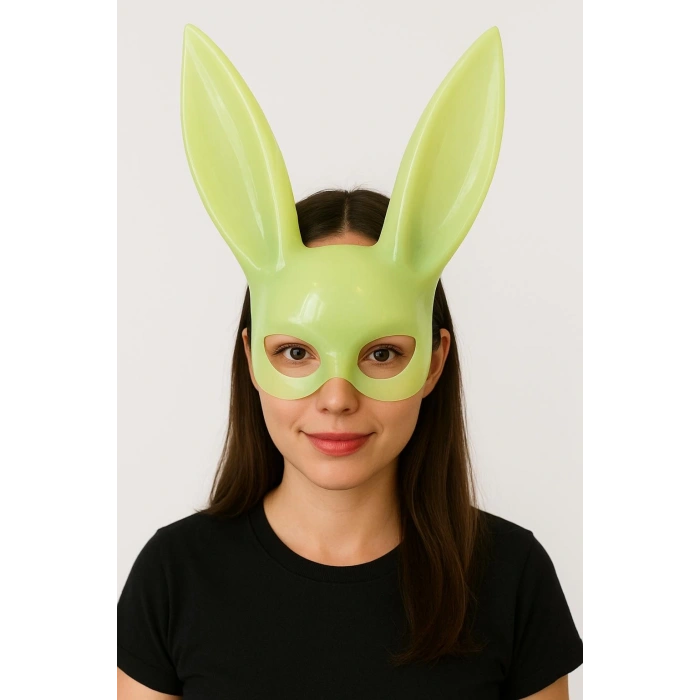 Karanlıkta Parlayan Fosforlu Tavşan Maskesi – Glow Bunny Masquerade Maske (32x22 cm)