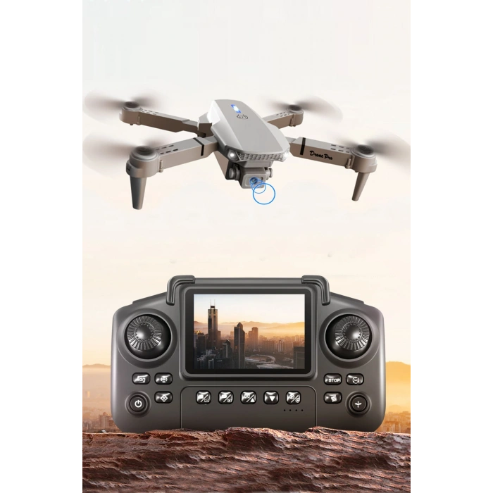 Katlanabilir Wifi FPV Kameralı Mini Drone, 720P HD Canlı Görüntü Aktarımı, Gri Renk
