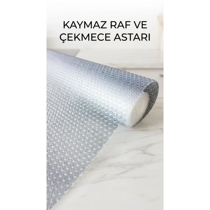 Kaydırmaz PVC Raf Örtüsü 45x300 cm Şeffaf Dolap İçi Koruyucu Kaplama
