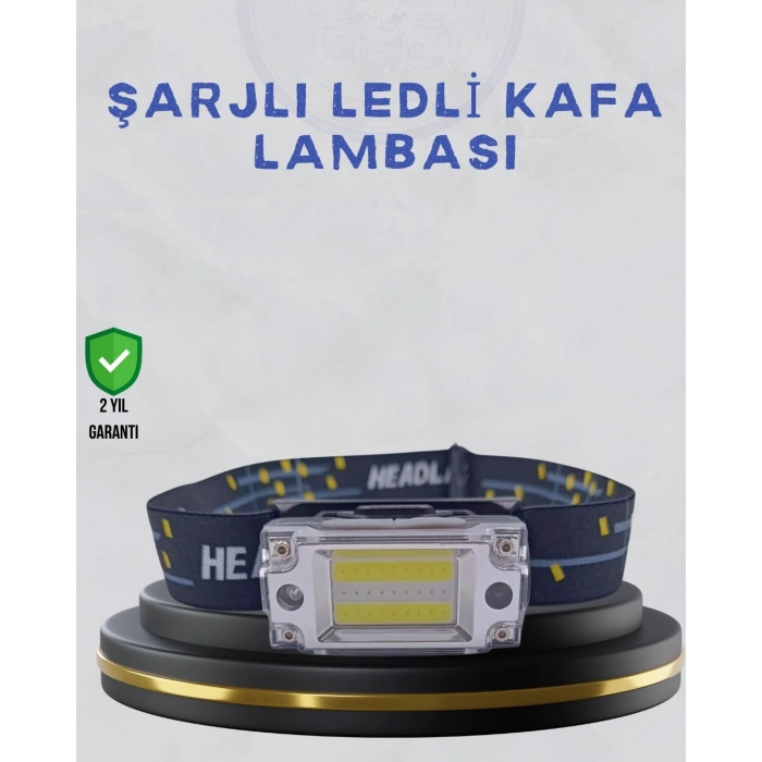 Kompakt LED Kafs Feneri USB Şarjlı Manyetik 2 Işık Modlu 215 Lümen
