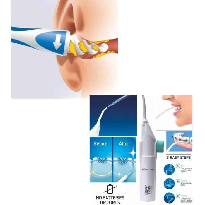 Kulak Temizleme ve Power Floss Diş Temizleme Seti | Mekanik Ağız Bakımı