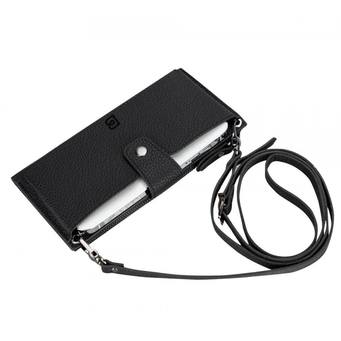 Lozan Strap 6.5 inch Uyumlu Deri Kartlıklı Kılıf ERC1 Siyah