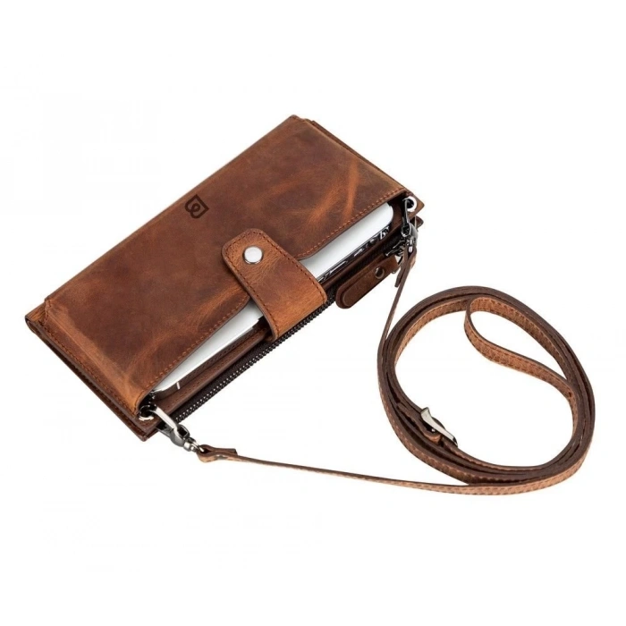 Lozan Strap 6.5 inch Uyumlu Deri Kartlıklı Kılıf G2 Kahve