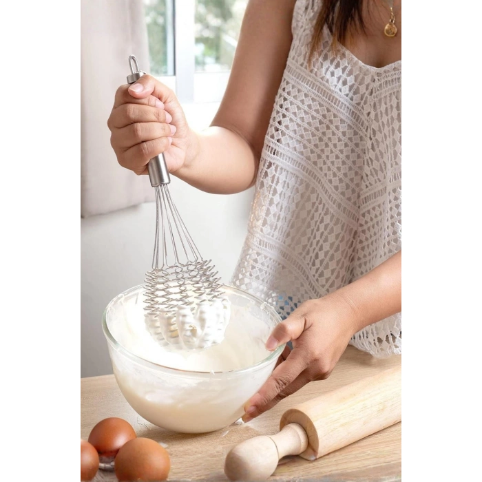 Lüks Örgülü Paslanmaz Çelik Çırpıcı & Profesyonel Hamur Ve Sos Karıştırıcı (32 cm)