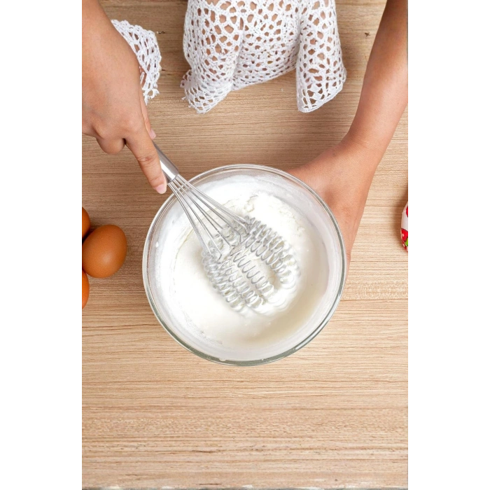 Lüks Örgülü Paslanmaz Çelik Çırpıcı & Profesyonel Hamur Ve Sos Karıştırıcı (32 cm)