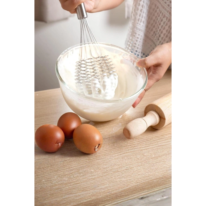 Lüks Örgülü Paslanmaz Çelik Çırpıcı & Profesyonel Hamur Ve Sos Karıştırıcı (32 cm)