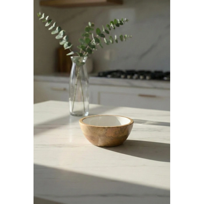 Mango Agacı Sunum Servis Kasesi & Dekoratif Kase 20 Cm Krem