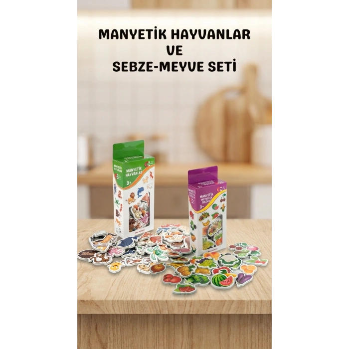 Manyetik Mıknatıslı Eğitici Hayvan ve Sebze Meyve Oyuncak Seti 56 Parça