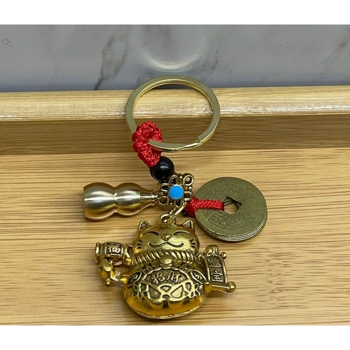 Metal Şans Ve Bereket Kedisi Anahtarlık Model 1