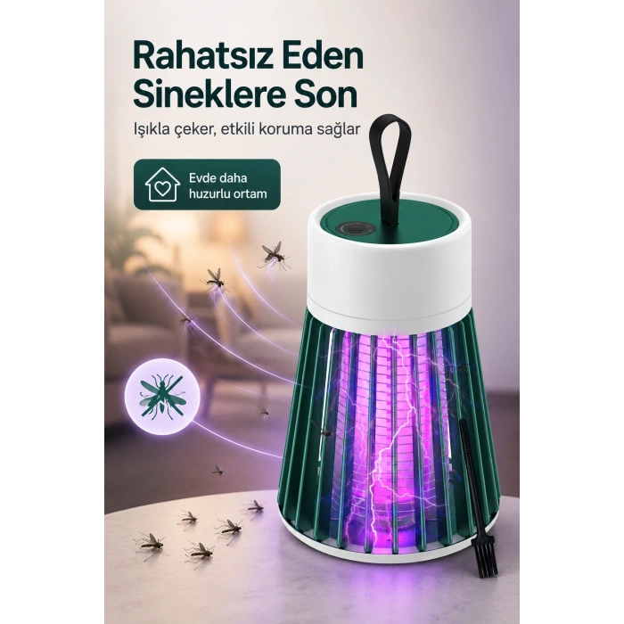 Mor Işıklı Elektrikli Sinek Öldürücü Lamba Balkon Bahçe Kamp Kullanım Cihazı
