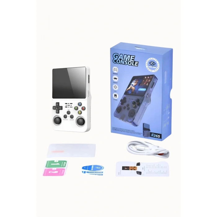 Mor Renkli Mini Retro Oyun Konsolu, 64GB Hafıza ve IPS Ekran ile 10.000 Oyun Sunar