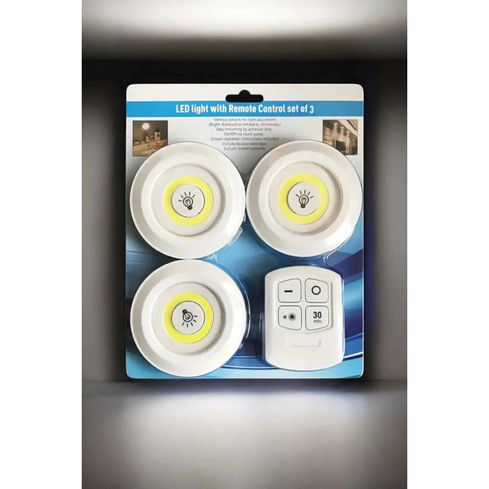 Mutfak Dolap Altı Işığı Uzaktan Kumandalı Yapışkanlı Kablosuz Pilli