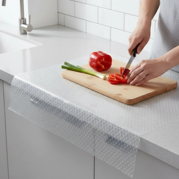 Mutfak Dolap İçi Kaydırmaz Şeffaf Raflık Örtüsü 45x300 cm Pvc Koruyucu