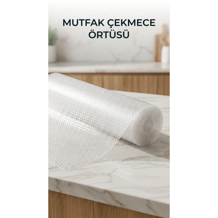 Mutfak Raf ve Çekmece İçin Şeffaf PVC Koruyucu Örtü 45x300 cm
