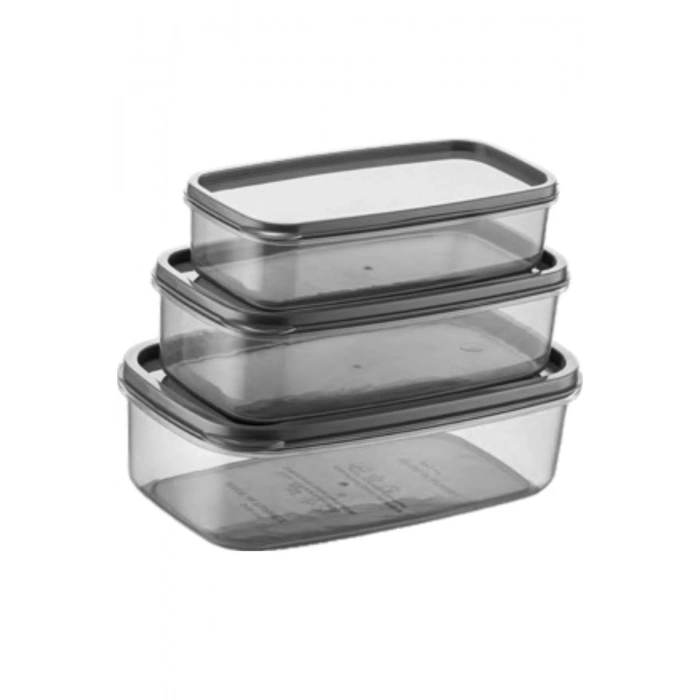 Oval 3 Parça Hava Almaz Sızdırmaz Saklama Kabı Seti Füme (300/500/800 ml)