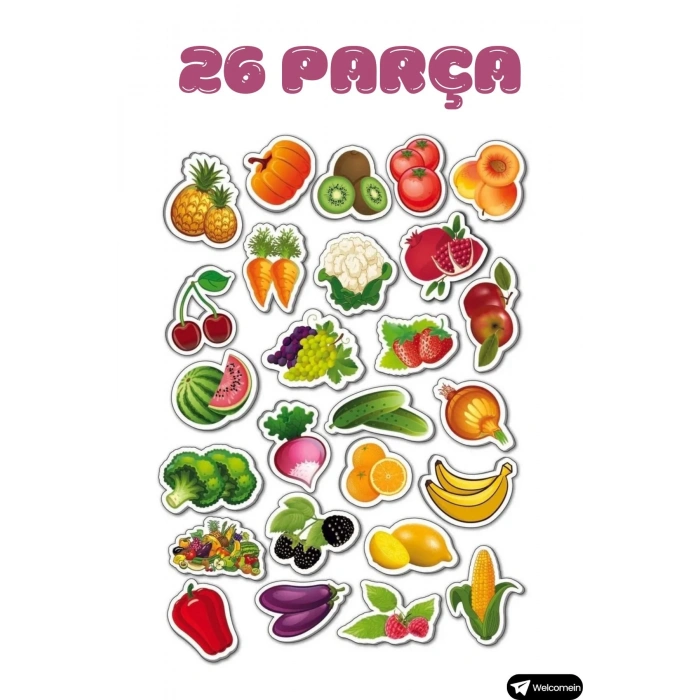 Oyuncak Manyetik Mıknatıslı 30 Parça Hayvanlar 26 Parça Sebze Meyveler Eğitici Set Magnet